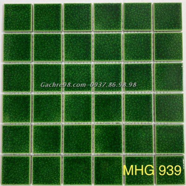 Gạch mosaic men rạn xanh lá cây