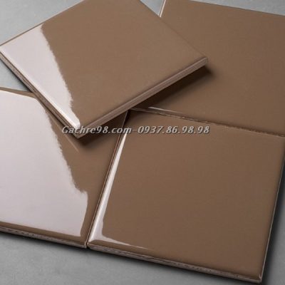 Gạch thẻ 10x10 màu nâu bóng