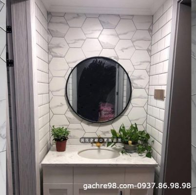 Gạch lục giác trắng vân mây