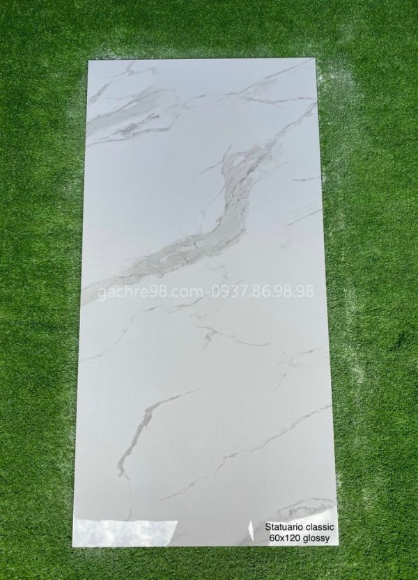 Gạch Ấn Độ 60x120 trắng vân marble