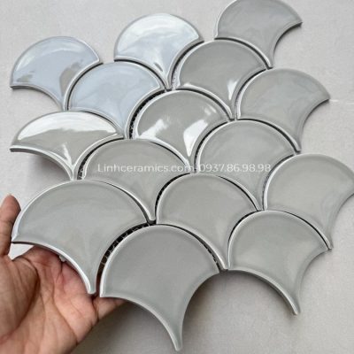 Gạch vảy cá mosaic ốp bếp màu xám